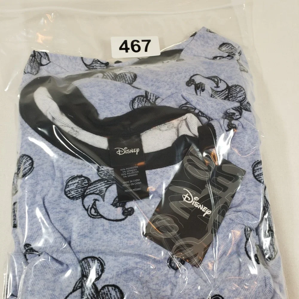Disney Mickey Mouse Pajama Set Sleepwear Long Sleeve Pants Blue Size Medium - Picture 6 of 6